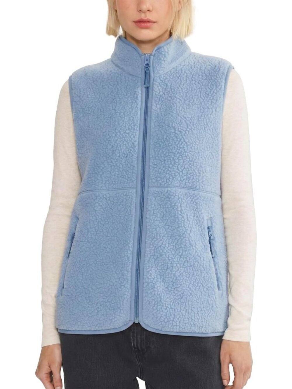 Trendy Women's Sherpa Fleece Vest - Warm Sleeveless Jacket with Pockets